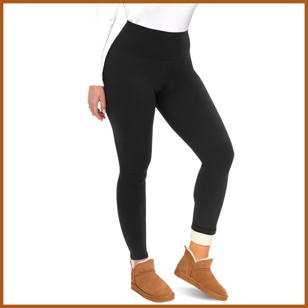 Fleece Lined Leggings - Thermal High Waisted Tummy Control Winter Pants